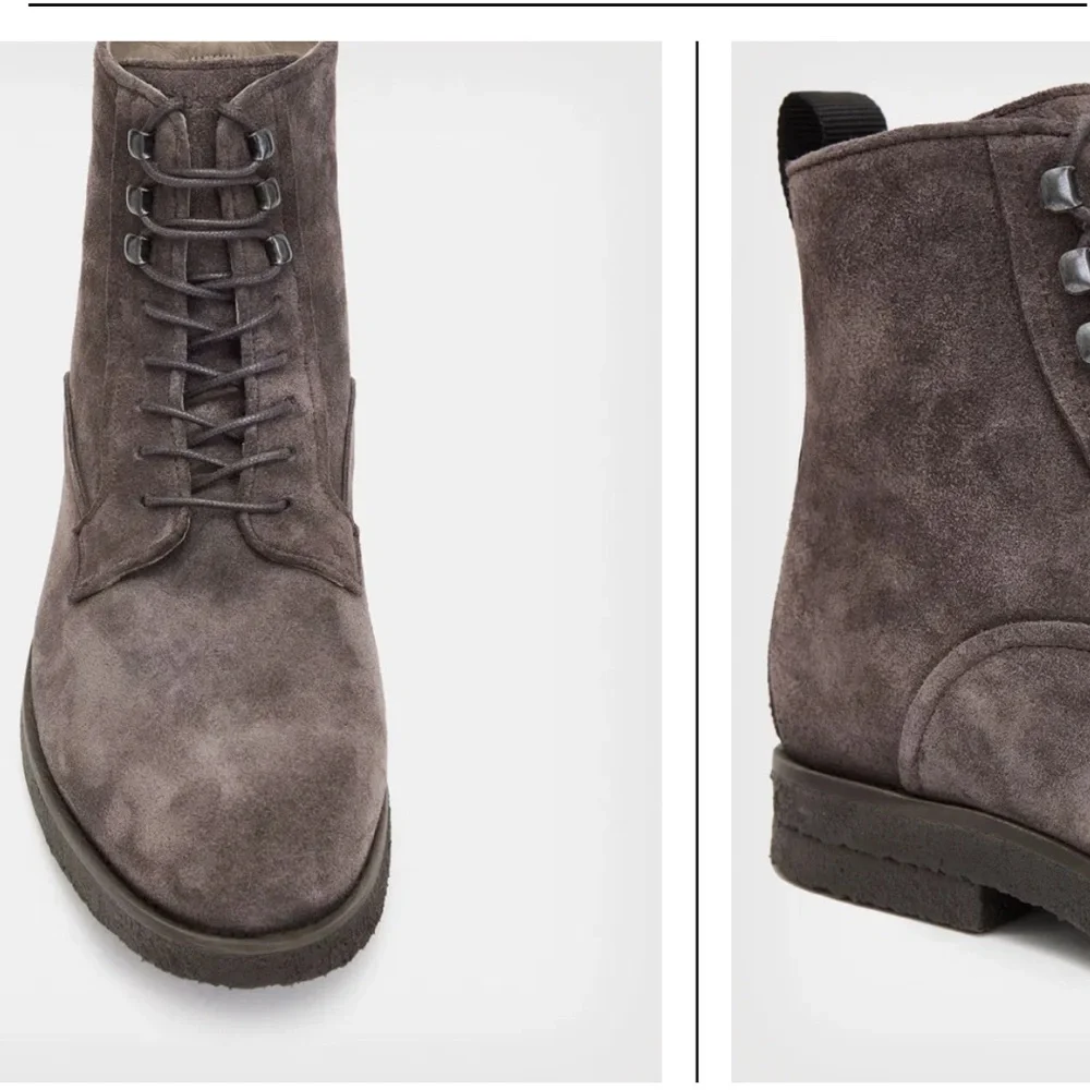 AllSaints Kyle suede lace up boots in charcoal grey $354 men size US 11 gently